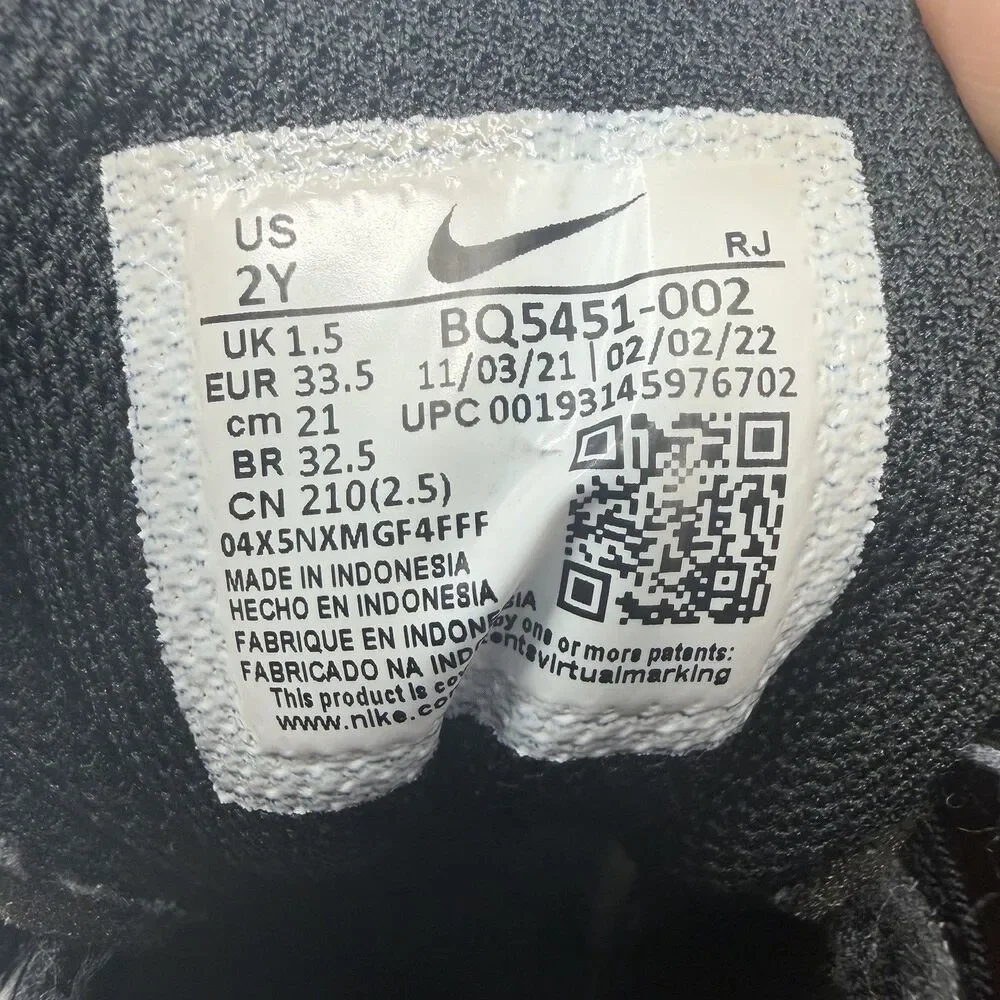 NIKE Court Borough Low 2 BQ551-002 Boy’s 2Y Black White Shoes Sneakers Low Top